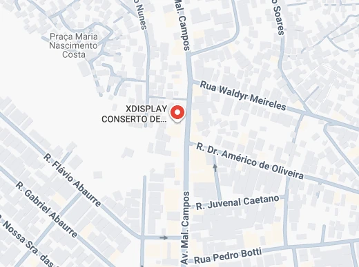 Mapa mostrando a localização da XDISPLAY na Av. Marechal Campos, Vitória/ES